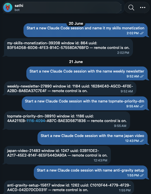 Sathi bot spinning up sessions